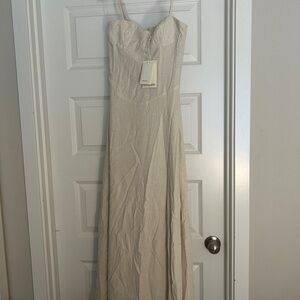 Peppermayo Exclusive - Angelina Linen Maxi Dress - Oatmeal